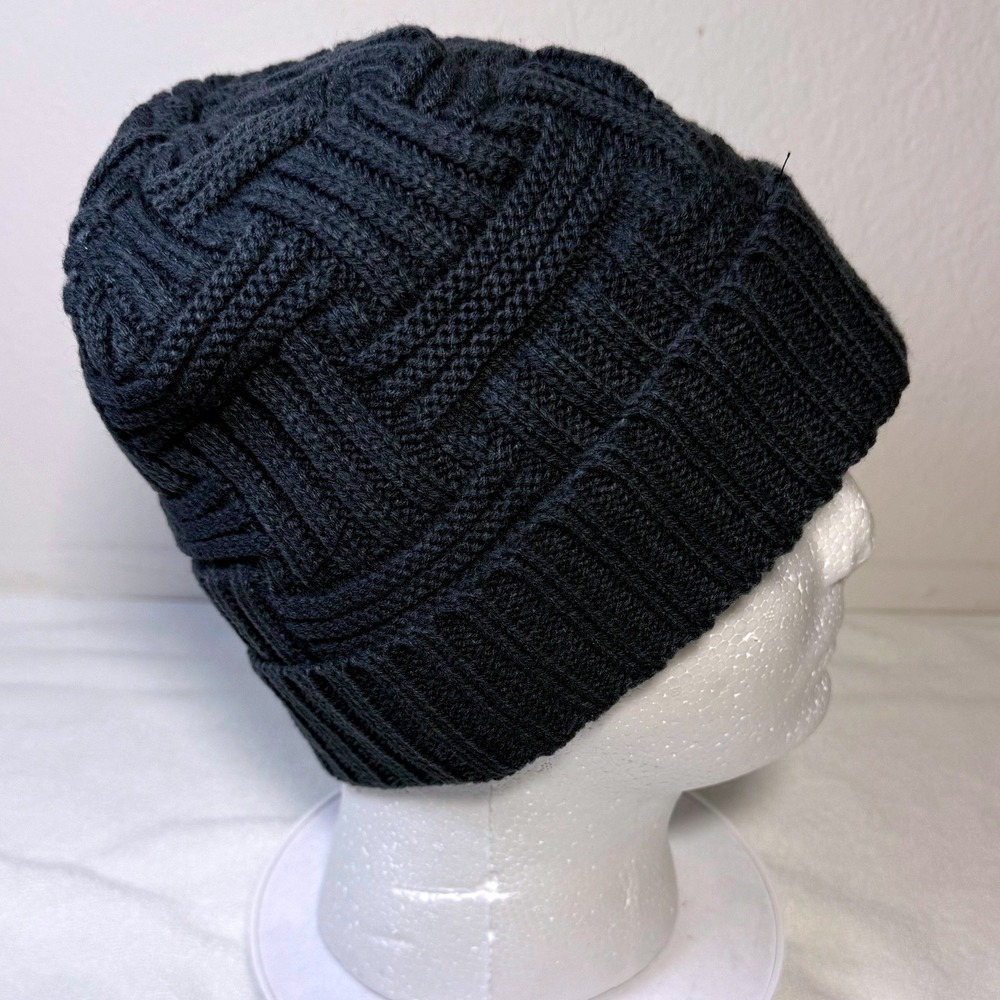 WITHMOONS Beanie Hat Unisex OS Dark Gray Knit Faux Fur Lined Winter Cap NWT